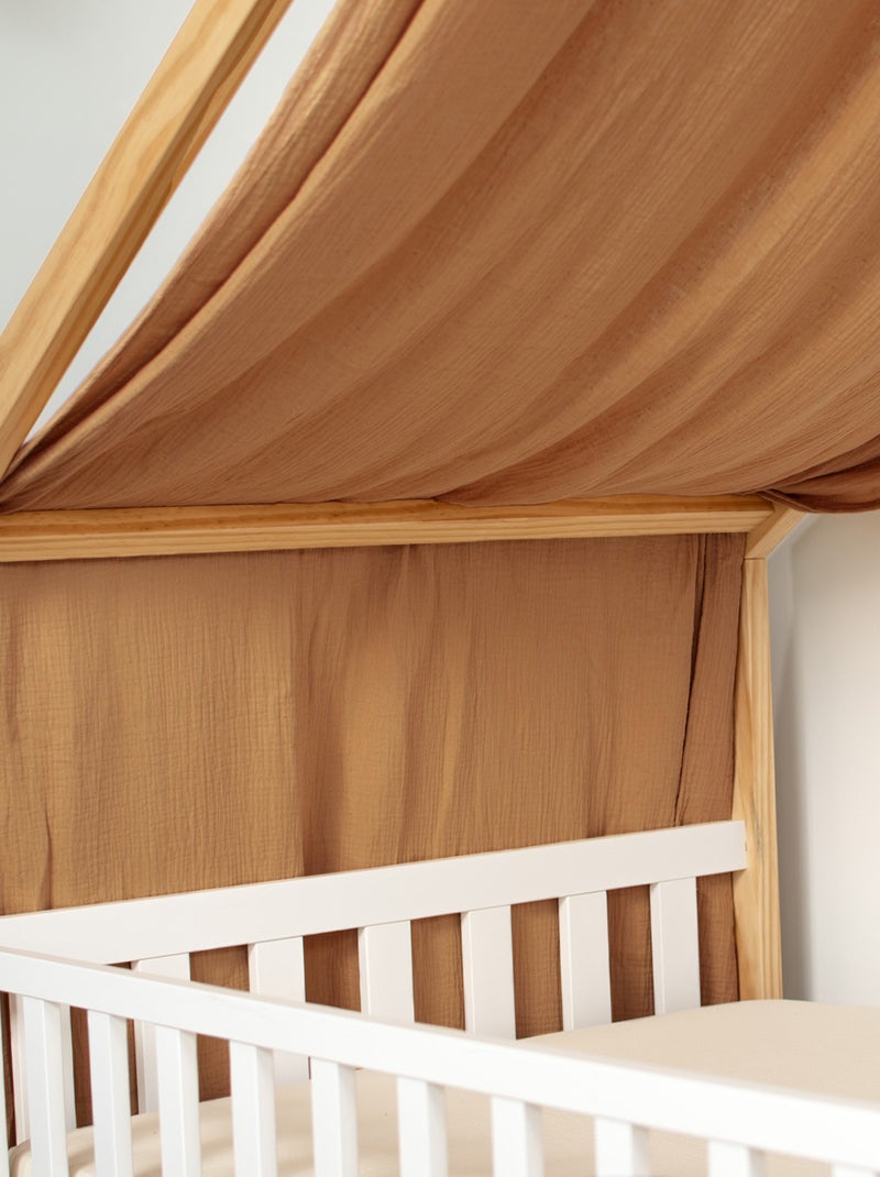 Sevira kids | ciel de lit cabane toile en gaze de coton jeanne 420 x 130 cm Marron clair - Kiabi