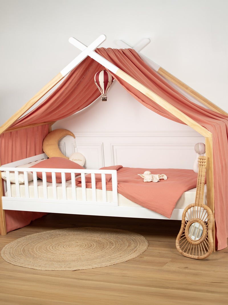 Sevira kids | ciel de lit cabane toile en gaze de coton jeanne 420 x 130 cm Marron - Kiabi