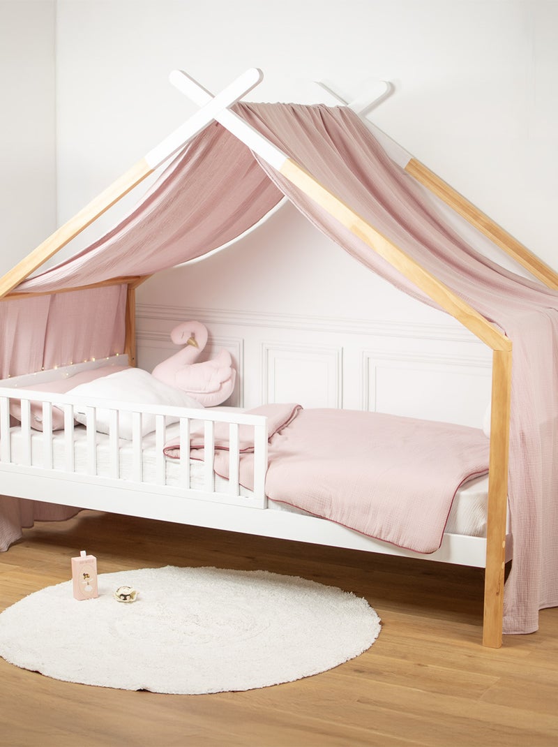 Sevira kids | ciel de lit cabane toile en gaze de coton jeanne 420 x 130 cm Rose - Kiabi