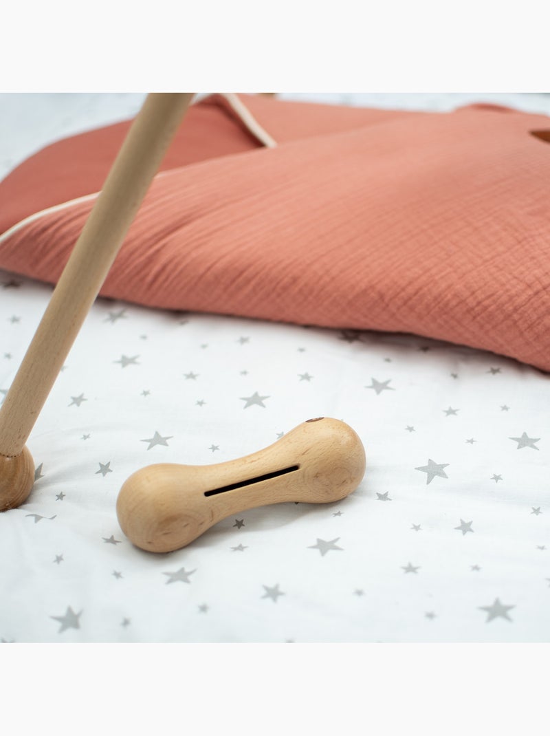 Sevira kids | coffret de 3 hochets en coton et bois naturel Gris taupe - Kiabi