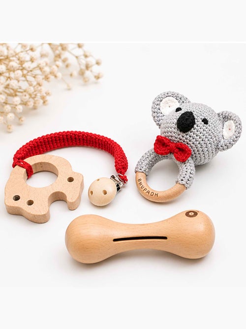 Sevira kids | coffret de 3 hochets en coton et bois naturel - Kiabi Sevira kids | coffret de 3 hochets en coton et bois naturel - Kiabi