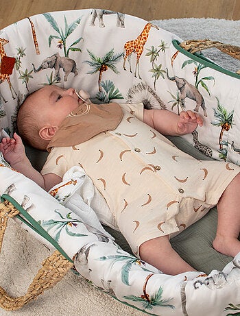 Sevira kids | couffin bébé avec matelas habillage et drap housse safari