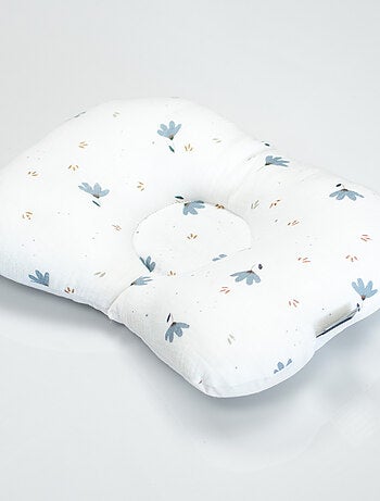 Sevira kids | coussin cale-tête ergonomique en gaze de coton bleuet