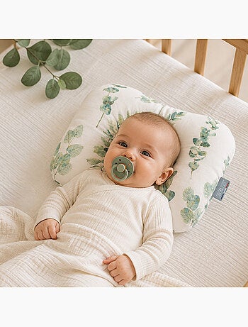 Sevira kids | coussin ergonomique bébé en gaze de coton eucalyptus