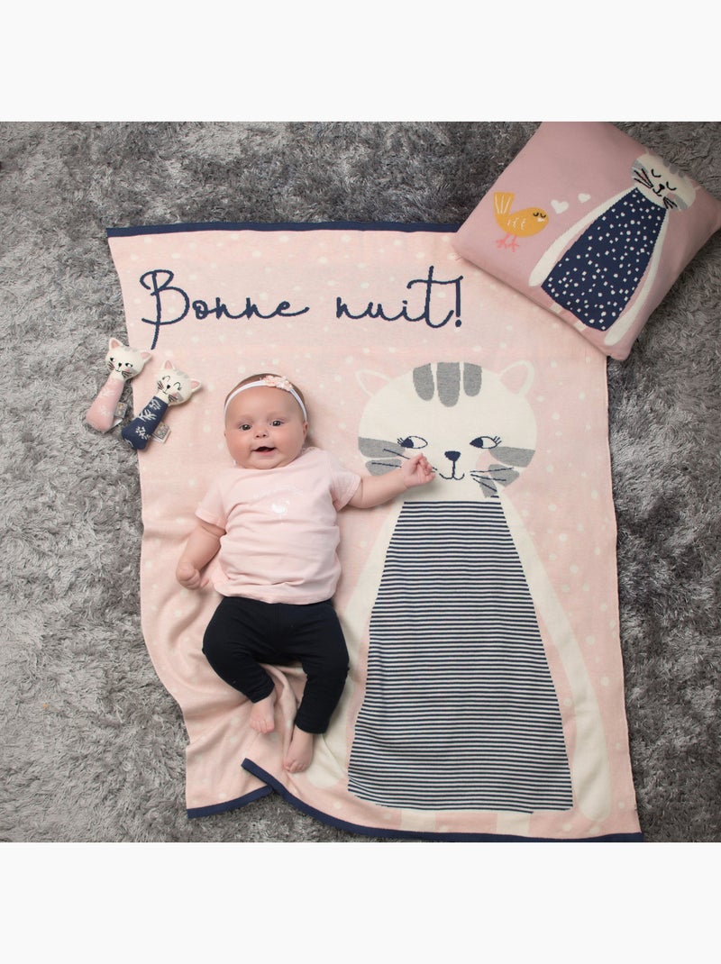 Sevira kids | couverture  gots chaton Rose - Kiabi