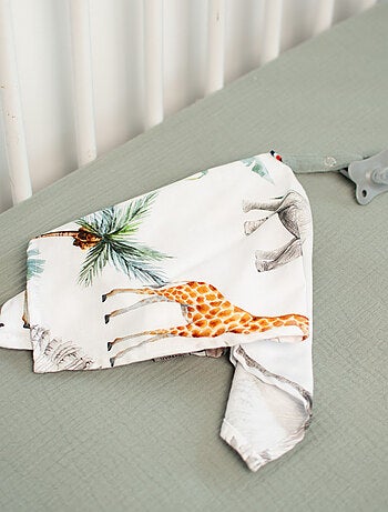 Sevira kids | doudou lange attache tétine en coton safari