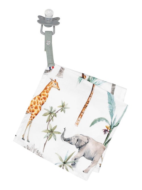 Sevira kids | doudou lange attache tétine en coton safari - Kiabi Sevira kids | doudou lange attache tétine en coton safari - Kiabi