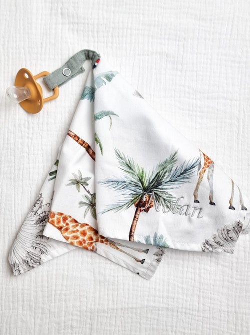 Sevira kids | doudou lange attache tétine en coton safari - Kiabi Sevira kids | doudou lange attache tétine en coton safari - Kiabi