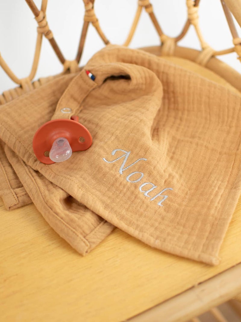 Sevira kids | doudou lange attache tétine en gaze de coton jeanne Marron clair - Kiabi