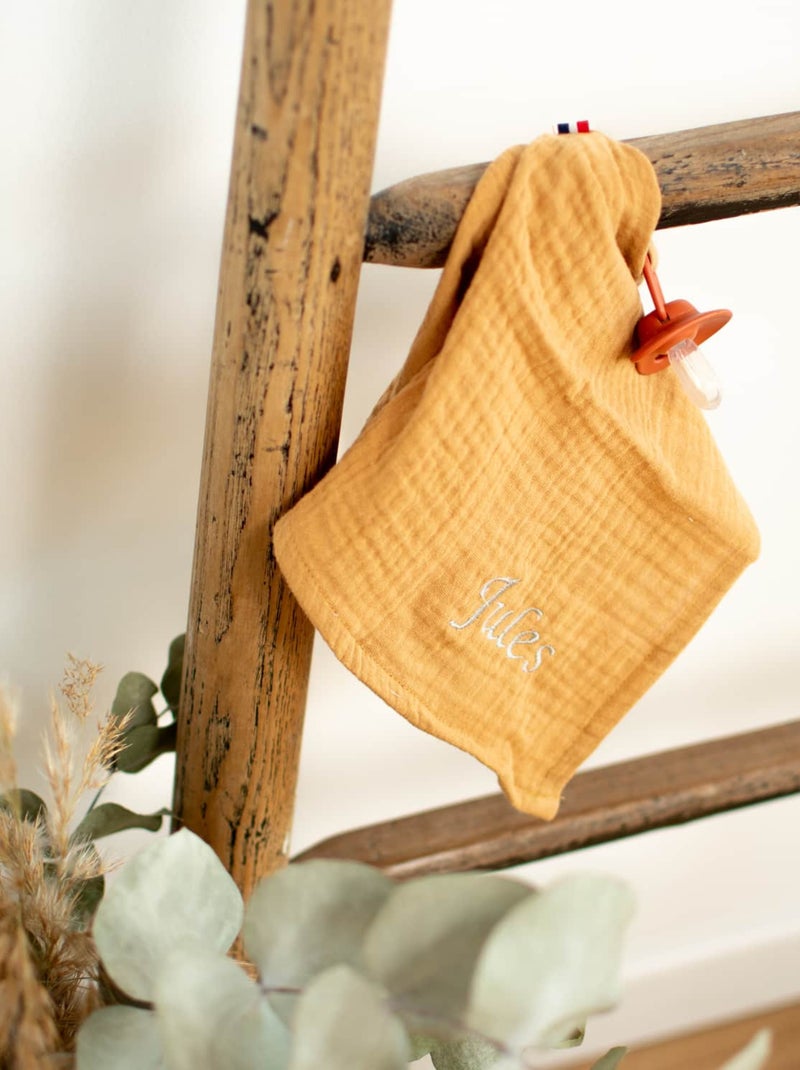 Sevira kids | doudou lange attache tétine en gaze de coton jeanne Marron clair - Kiabi