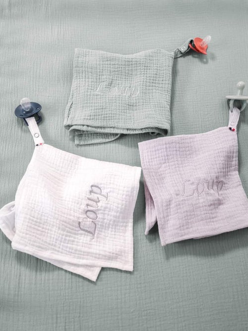 Sevira kids | doudou lange attache tétine en gaze de coton jeanne - Kiabi