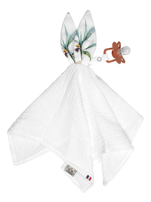 Sevira kids | doudou lapin attache tétine en gaze de coton safari - Kiabi Sevira kids | doudou lapin attache tétine en gaze de coton safari - Kiabi