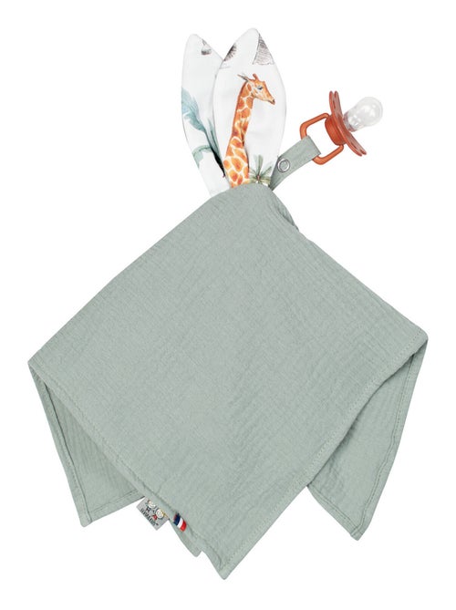 Sevira kids | doudou lapin attache tétine en gaze de coton safari - Kiabi Sevira kids | doudou lapin attache tétine en gaze de coton safari - Kiabi