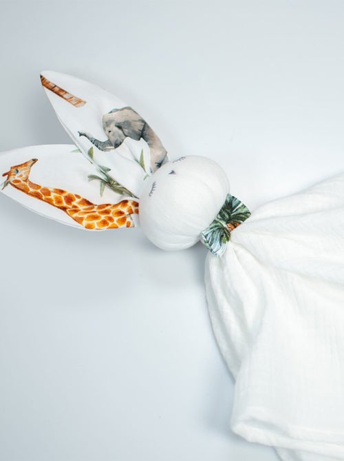 Sevira kids | doudou lapin en gaze de coton safari - Kiabi Sevira kids | doudou lapin en gaze de coton safari - Kiabi