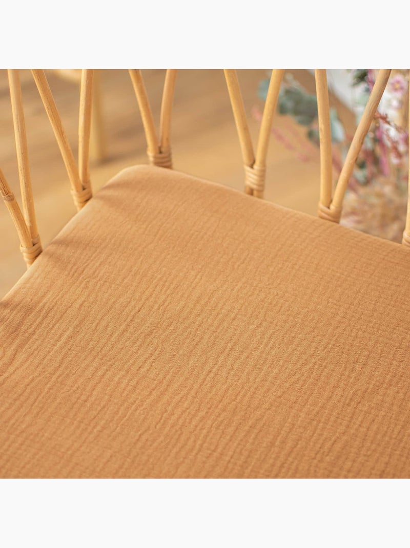 Sevira kids | drap housse berceau en gaze de coton jeanne Marron clair - Kiabi