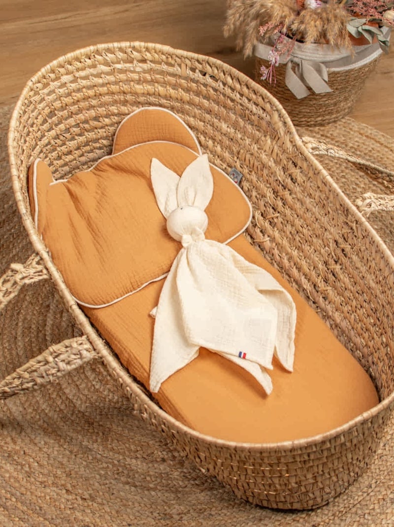Sevira kids | drap housse couffin ovale en gaze de coton jeanne Marron clair - Kiabi