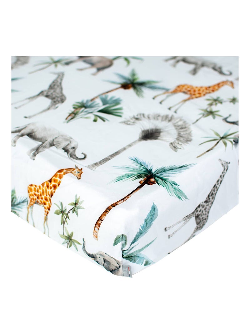 Sevira kids | drap-housse en satin de coton safari Vert d'eau - Kiabi