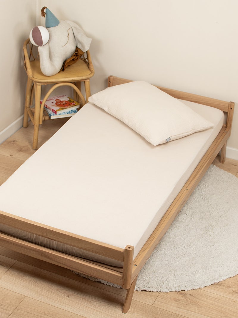 Sevira kids | drap housse uni en gaze de coton Beige - Kiabi