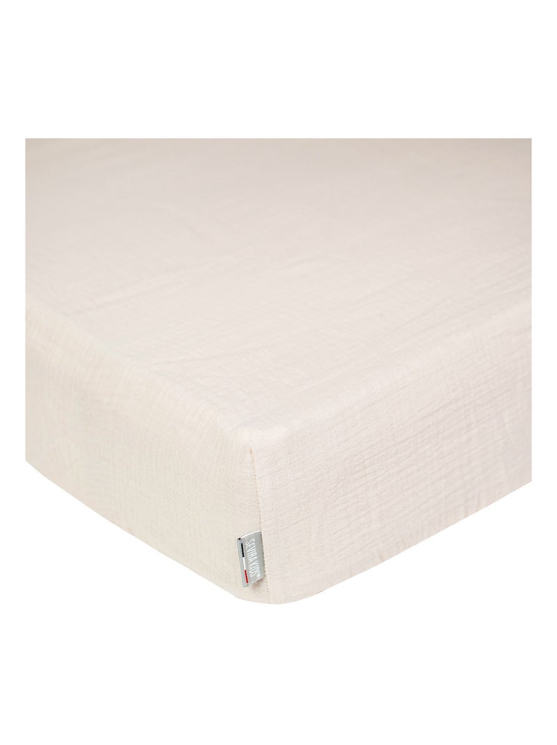Sevira kids | drap housse uni en gaze de coton Beige - Kiabi
