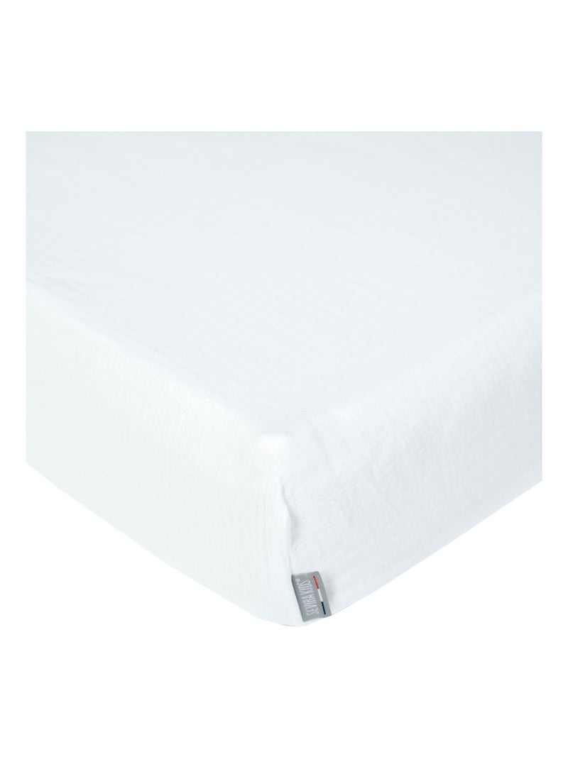 Sevira kids | drap housse uni en gaze de coton Blanc - Kiabi