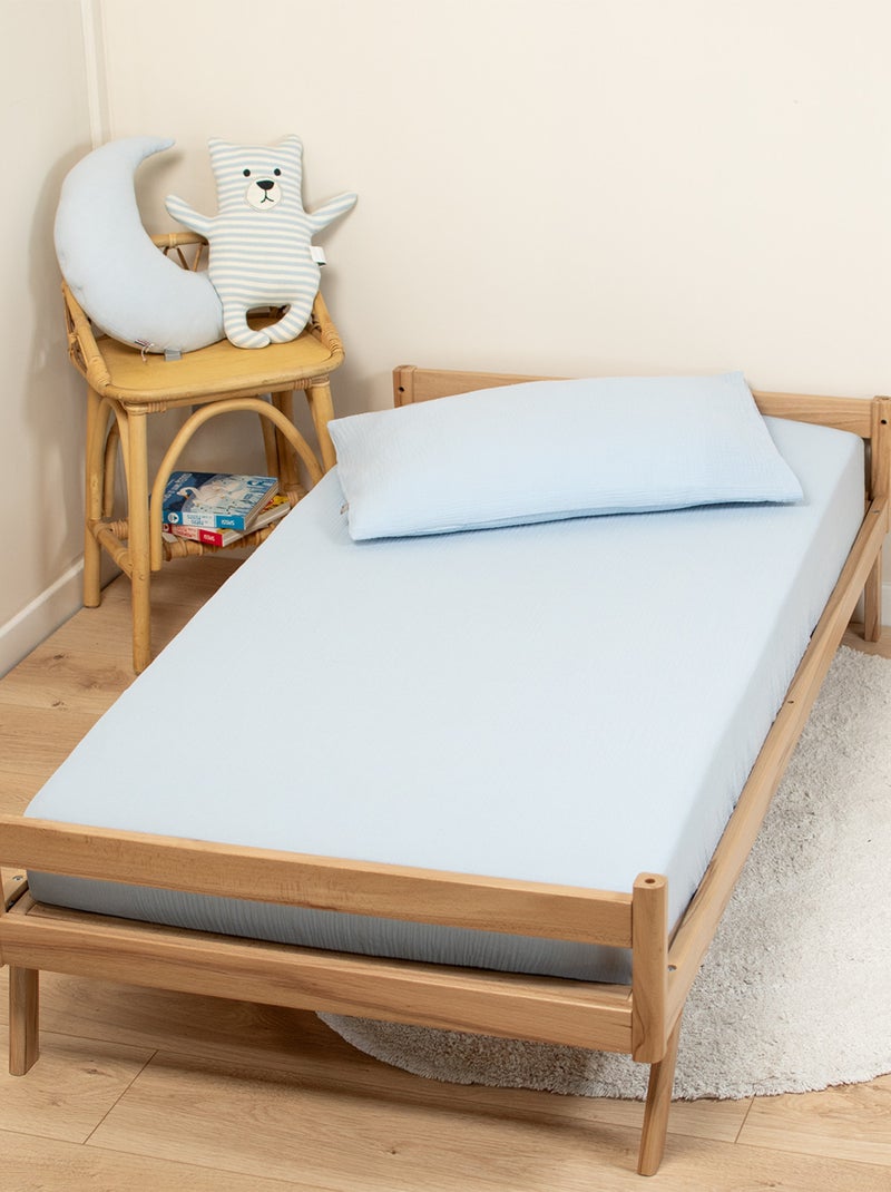 Sevira kids | drap housse uni en gaze de coton Bleu - Kiabi