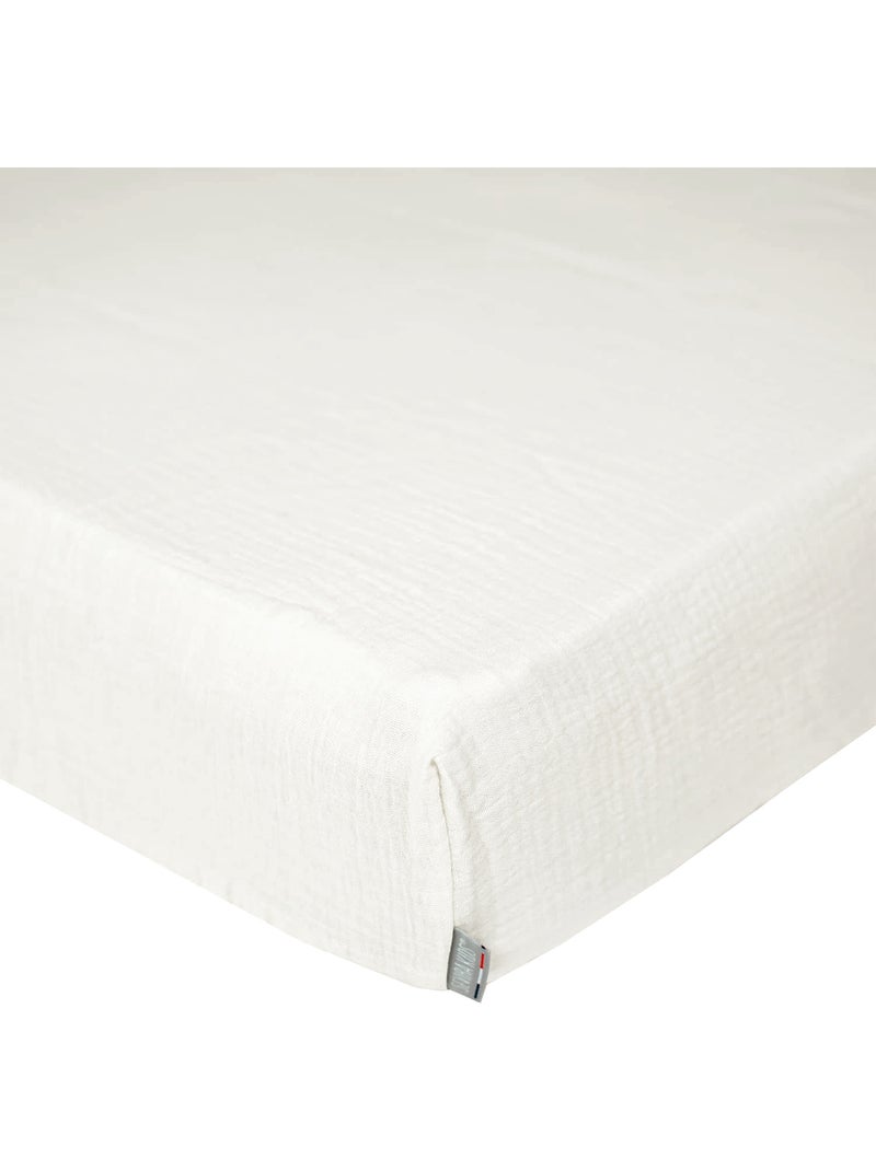 Sevira kids | drap housse uni en gaze de coton Ecru - Kiabi
