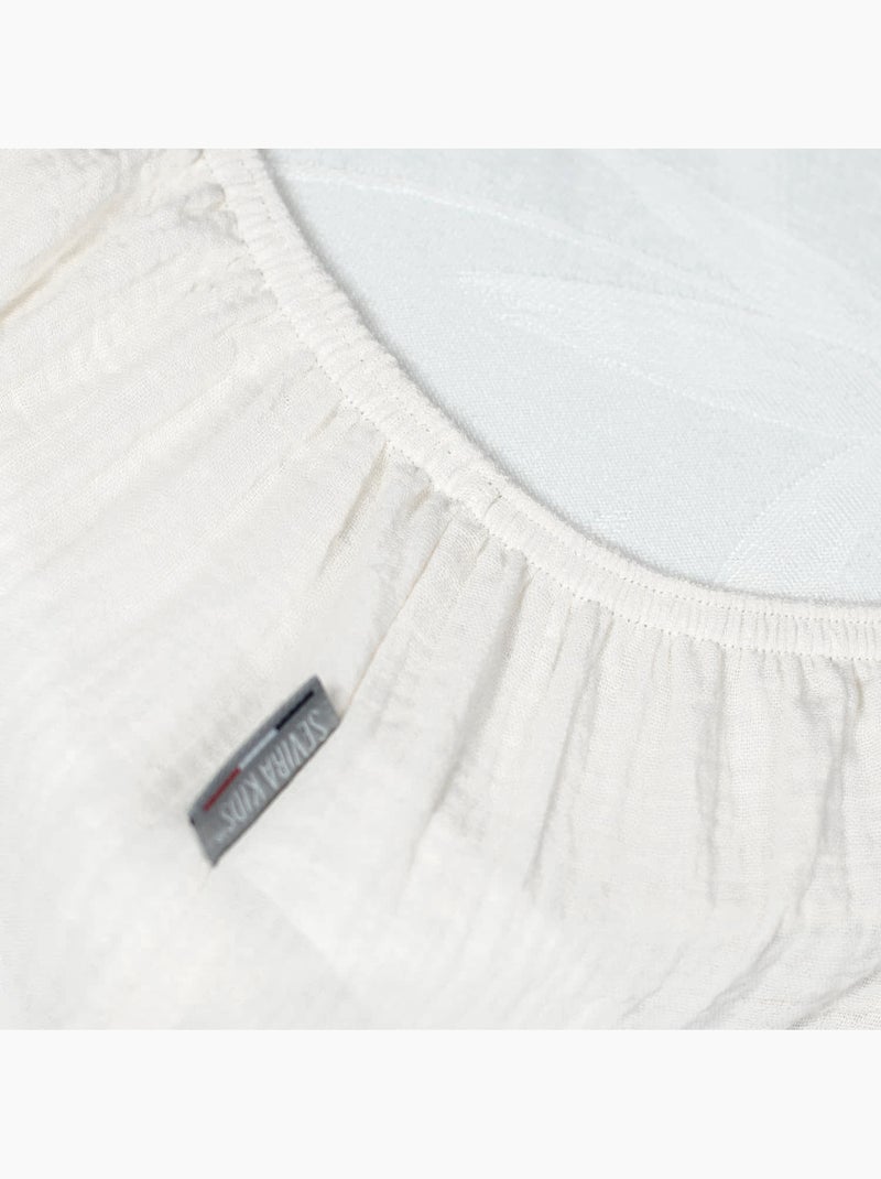 Sevira kids | drap housse uni en gaze de coton Ecru - Kiabi