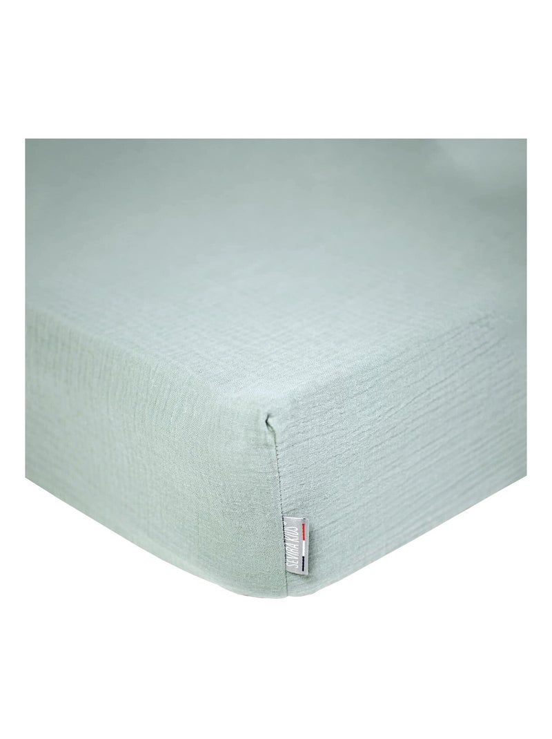 Sevira kids | drap housse uni en gaze de coton Vert - Kiabi