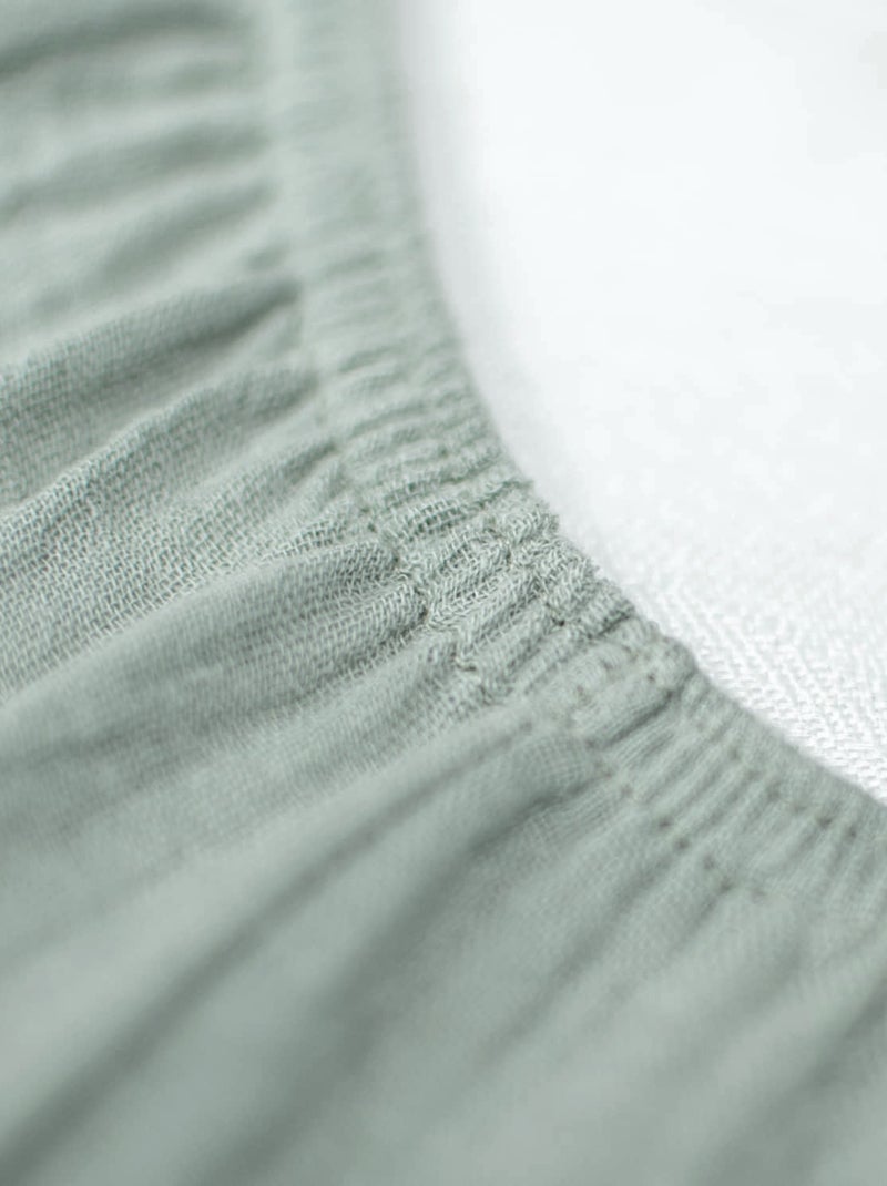 Sevira kids | drap housse uni en gaze de coton Vert - Kiabi