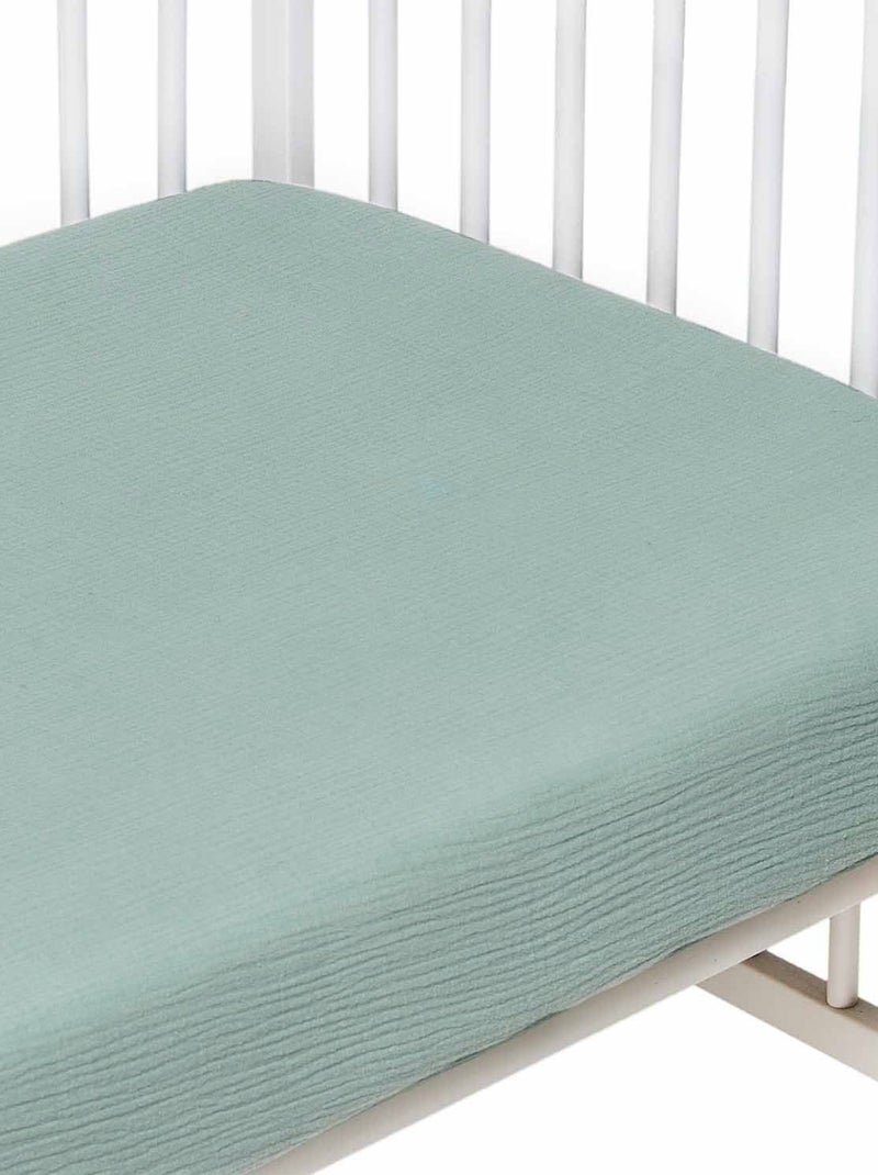 Sevira kids | drap housse uni en gaze de coton Vert - Kiabi