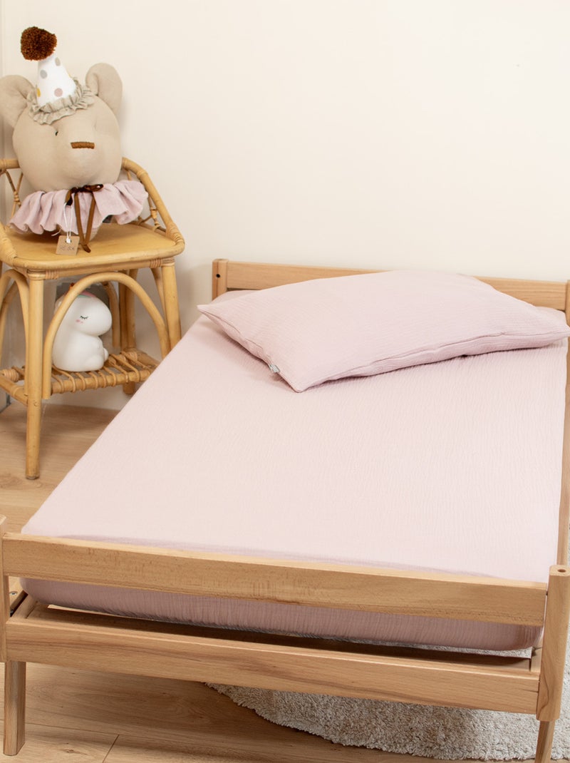 Sevira kids | drap housse uni en gaze de coton Vieux rose - Kiabi