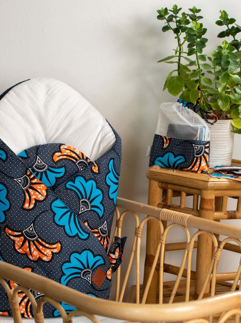 Sevira kids | gigoteuse d'emmaillotage en coton wax fleurs de mariage Bleu - Kiabi