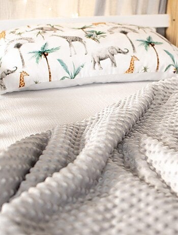 Sevira kids | grand plaid couverture réversible en minky safari