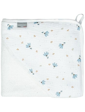 Sevira kids | grande cape de bain en coton et bambou bleuet