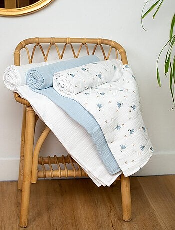 Sevira kids | grande cape de bain en coton et bambou bleuet
