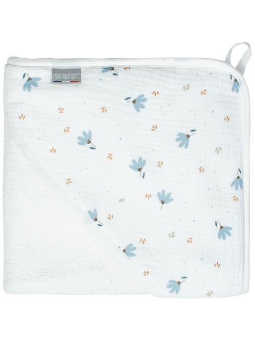 Sevira kids | grande cape de bain en coton et bambou bleuet - Kiabi