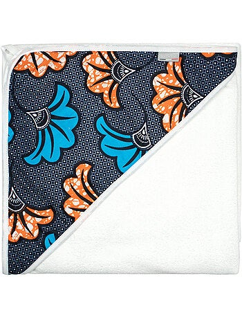 Sevira kids | grande cape de bain en coton et bambou wax fleurs de mariage