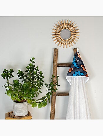 Sevira kids | grande cape de bain en coton et bambou wax fleurs de mariage