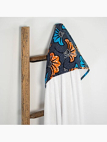 Sevira kids | grande cape de bain en coton et bambou wax fleurs de mariage