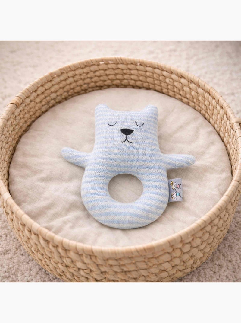 Sevira kids | hochet bébé en coton tricoté ourson Bleu - Kiabi