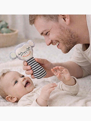 Sevira kids | hochet bébé en coton tricoté singe