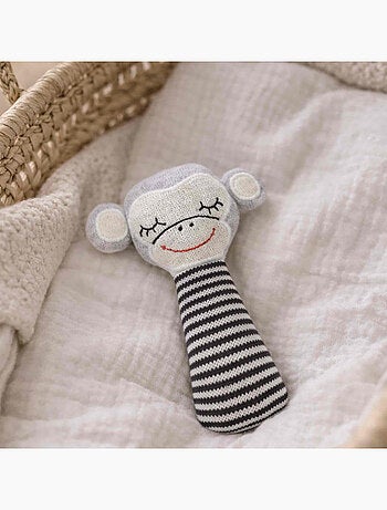 Sevira kids | hochet bébé en coton tricoté singe