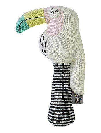 Sevira kids | hochet bébé en coton tricoté toucan