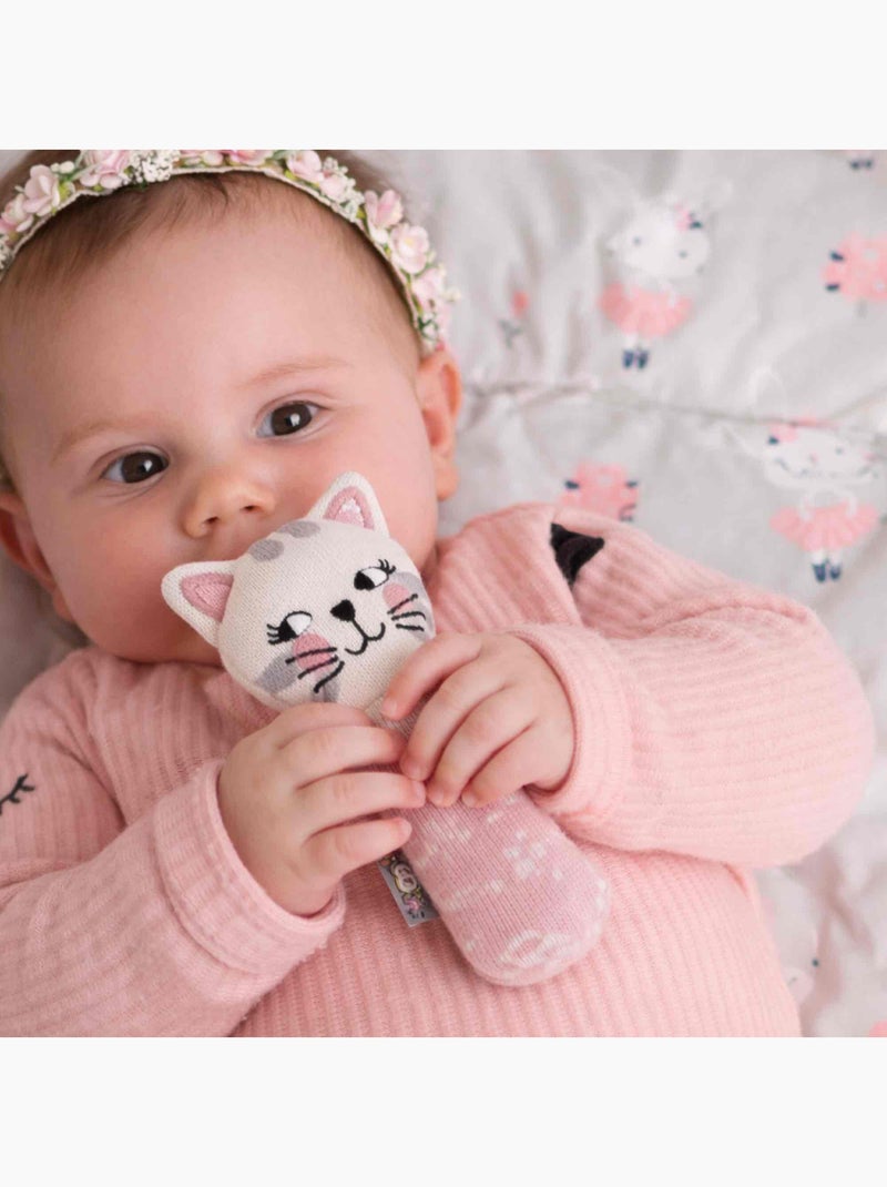 Sevira kids | hochet tricoté  chaton Rose - Kiabi