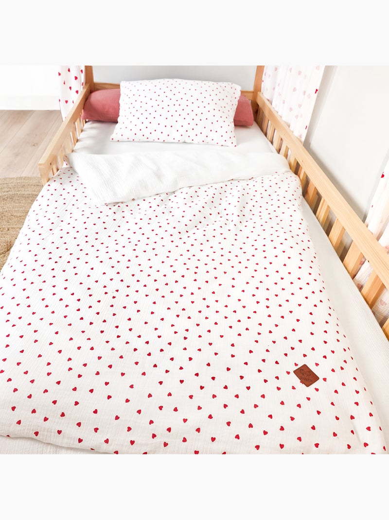 Sevira kids | housse de couette réversible en gaze de coton lovio Rouge - Kiabi
