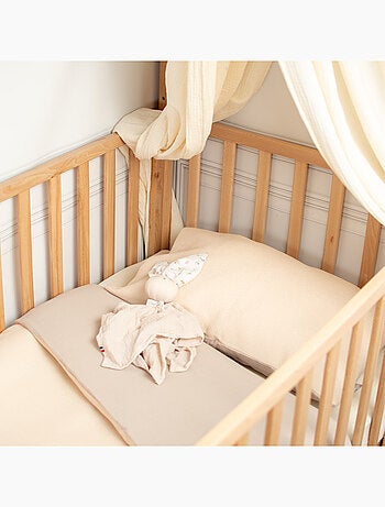 Sevira kids | housse de couette réversible gaze de coton & nid d'abeille