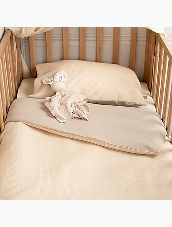 Sevira kids | housse de couette réversible gaze de coton & nid d'abeille