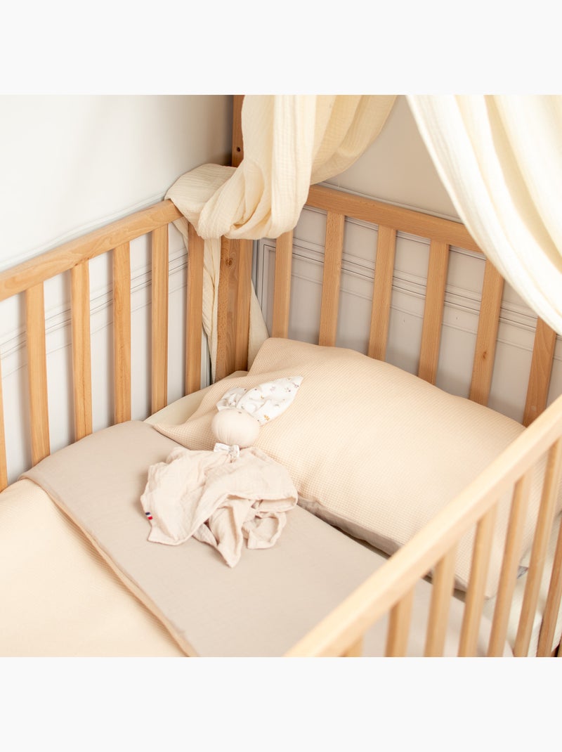 Sevira kids | housse de couette réversible gaze de coton & nid d'abeille Beige - Kiabi