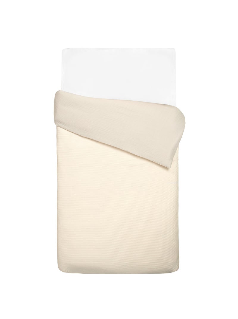 Sevira kids | housse de couette réversible gaze de coton & nid d'abeille Beige - Kiabi