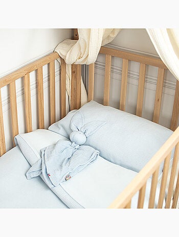 Sevira kids | housse de couette réversible gaze de coton & nid d'abeille